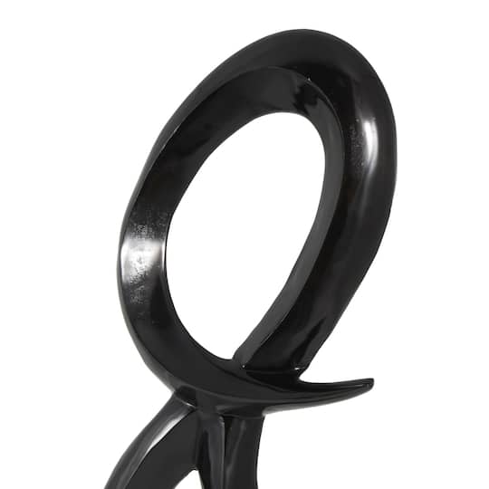 22.25" Black Aluminum Abstract Looped Floor Sculpture with Marble Base